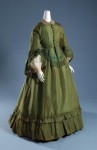 Day dress, green silk faille and green chenille, circa 1865