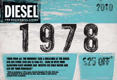 Diesel Offers Special Discount to NYC Marathoners