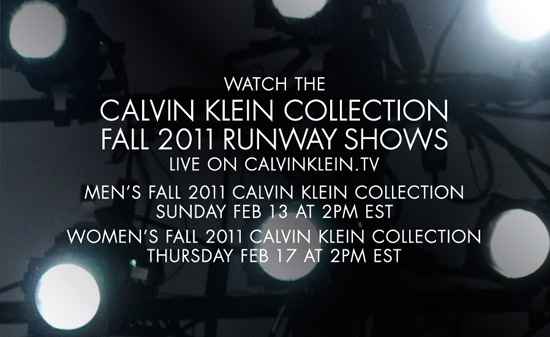 Calvin Klein Collection to Live Stream Fall 2011 Runway Shows