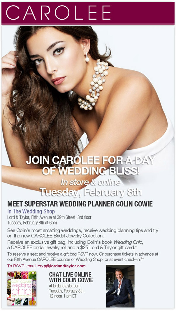 Join Carolee and Colin Cowie for a Day of Wedding Bliss