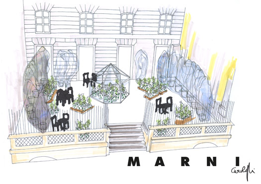 Marni Boutique Turns into a Green Parlor