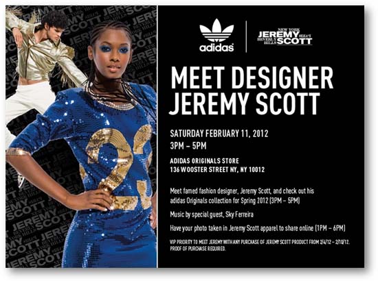 adidas Originals x Jeremy Scott In-store Event This Saturday!