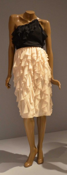 Bill Blass Cocktail Dress 1981 Silk Georgette One Shoulder Bias Ruffles.