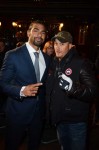 L-R) David Haye and Tom Hardy