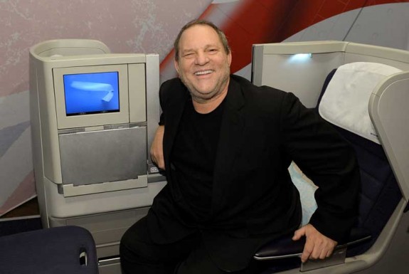 Entertainment industry mogul, Harvey Weinstein, 12 12 12, gets off his feet in between events and enjoys British Airways 787 Club World Seat 