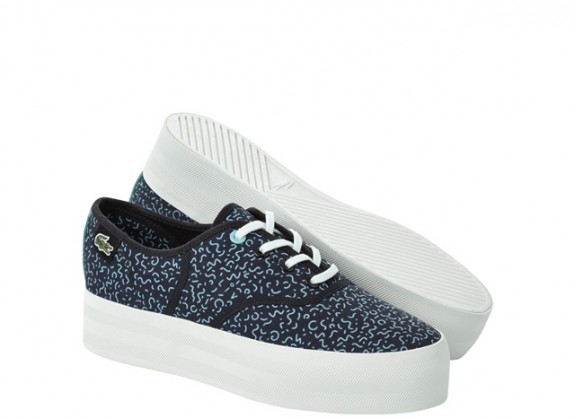 lacoste paltform blue printed low