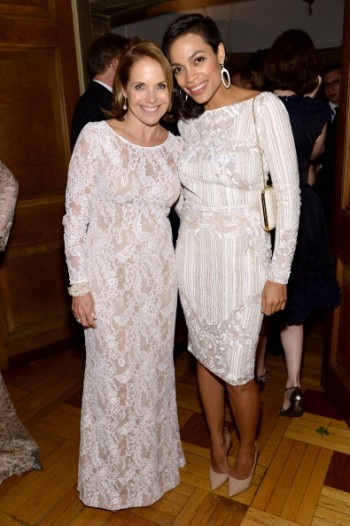 Rosario Dawson (R) wearing Elie Saab