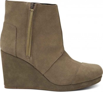 TOMS Desert Wedge High- Taupe Suede