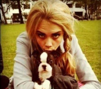 Cara Delevingne and dog