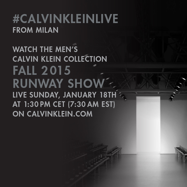 Calvin Klein Collection to Live Stream Men’s Fall 2015 Runway Show on Jan 18th