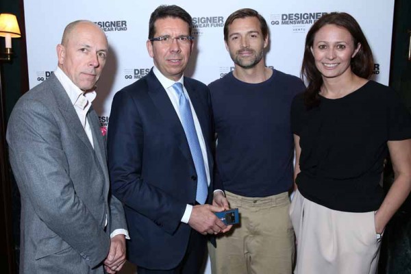 Dylan Jones OBE (GQ), Massimiliano Pogliani (Vertu), Patrick Grant (E. Tautz) and Caroline Rush (BFC)