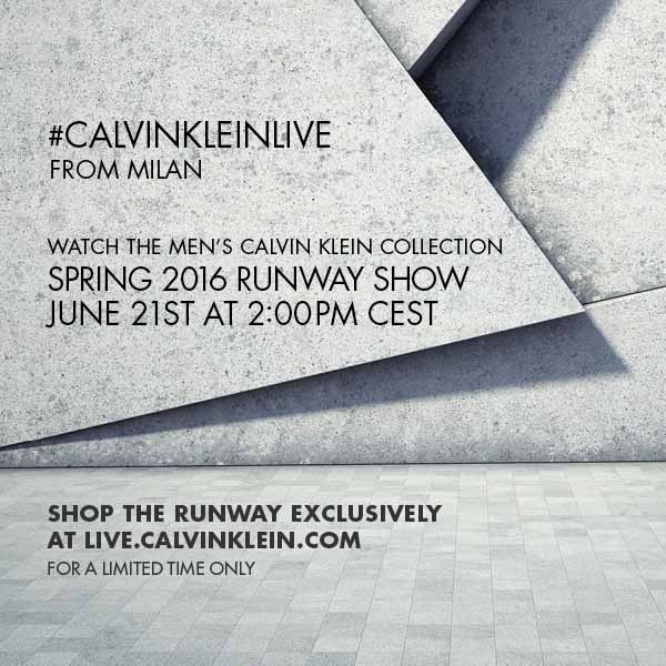 Calvin Klein Collection to Live Stream Men’s S16 Runway Show