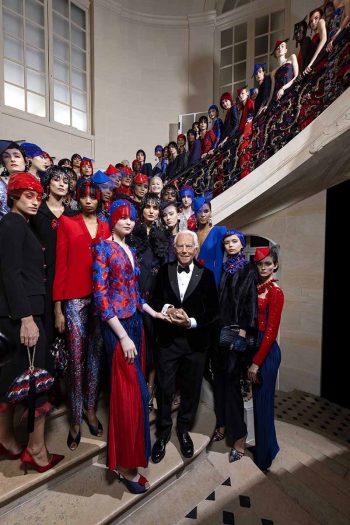 Giorgio Armani with models (Courtesy of Armani)