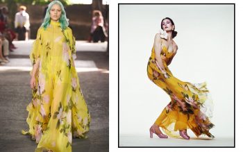 Valentino - Anjelica Huston in a yellow dress by Valentino, 1972